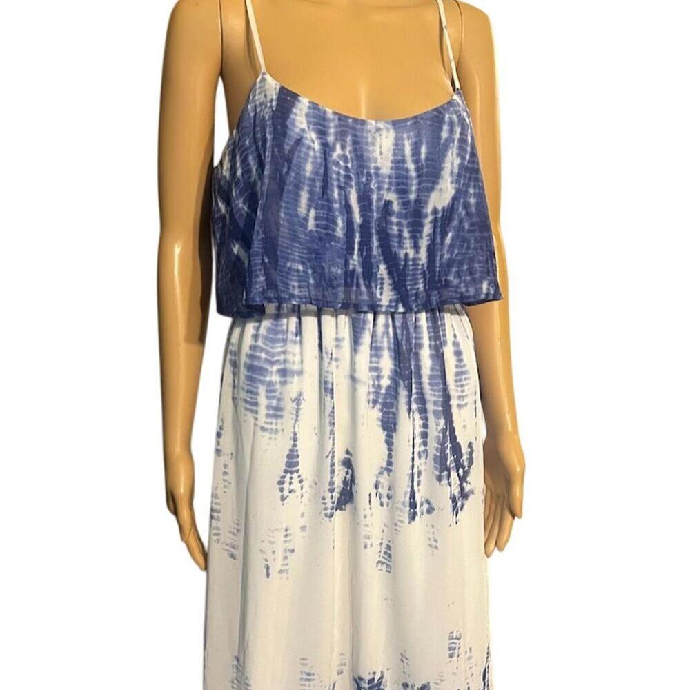 Takara Blue Tie-Dye Maxi Dress Sleeveless Scoop Neck M boho - Picture 3 of 9